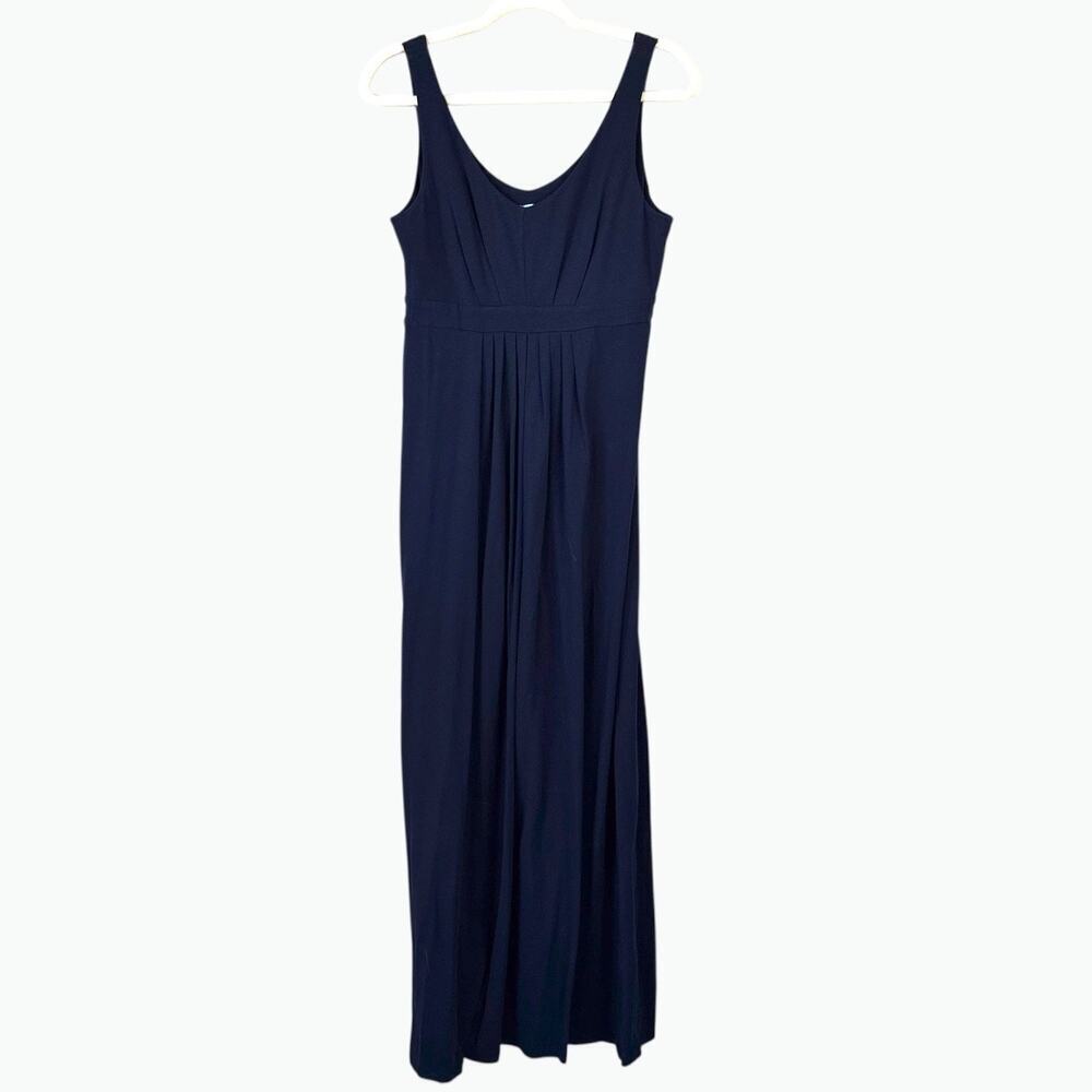 J. MCLAUGHLIN Jersey Maxi Dress Navy Blue V Neck Size Medium Summer Casual